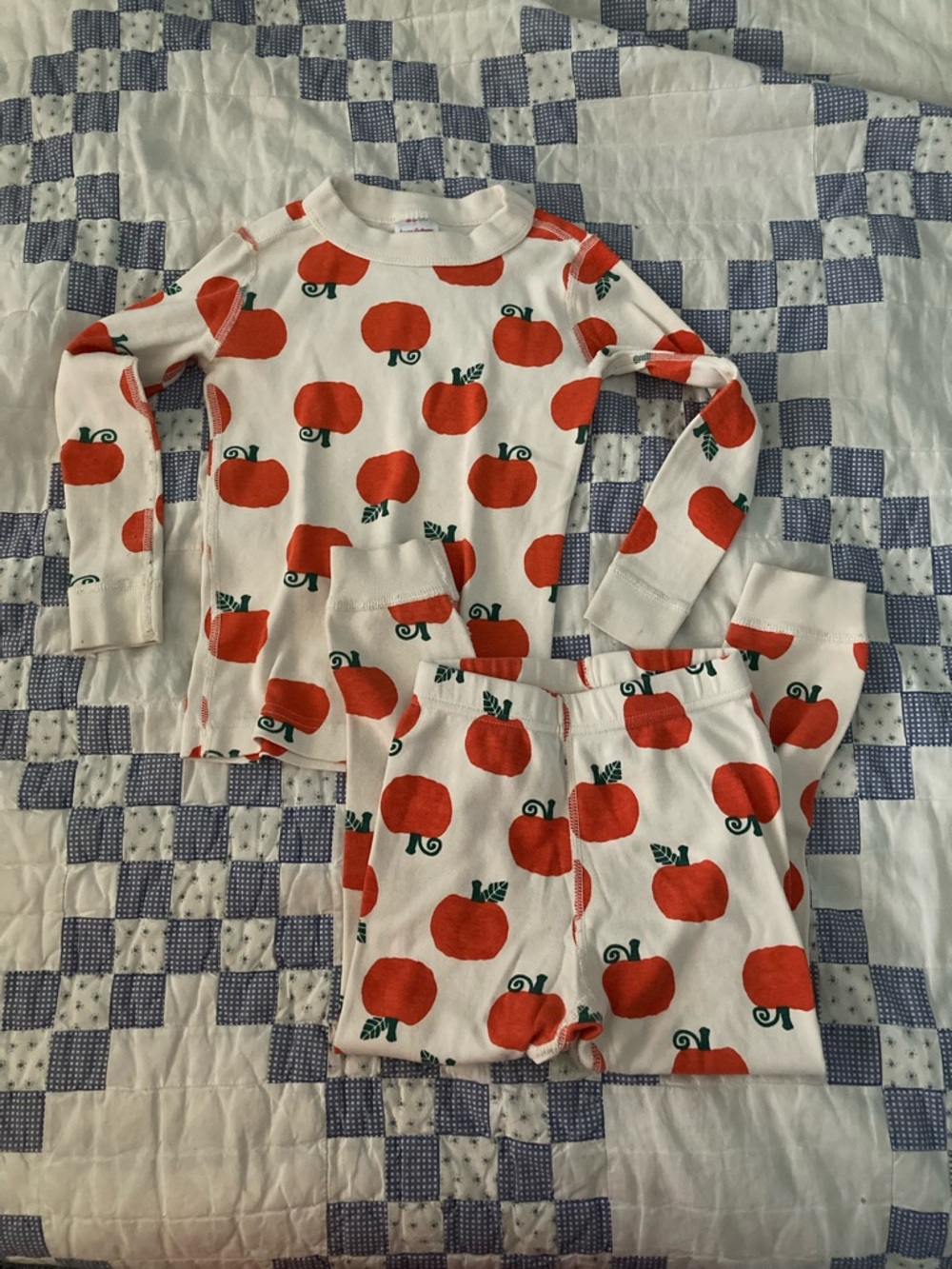 Hanna Andersson White Pajama Set with Orange Pumpkin Print